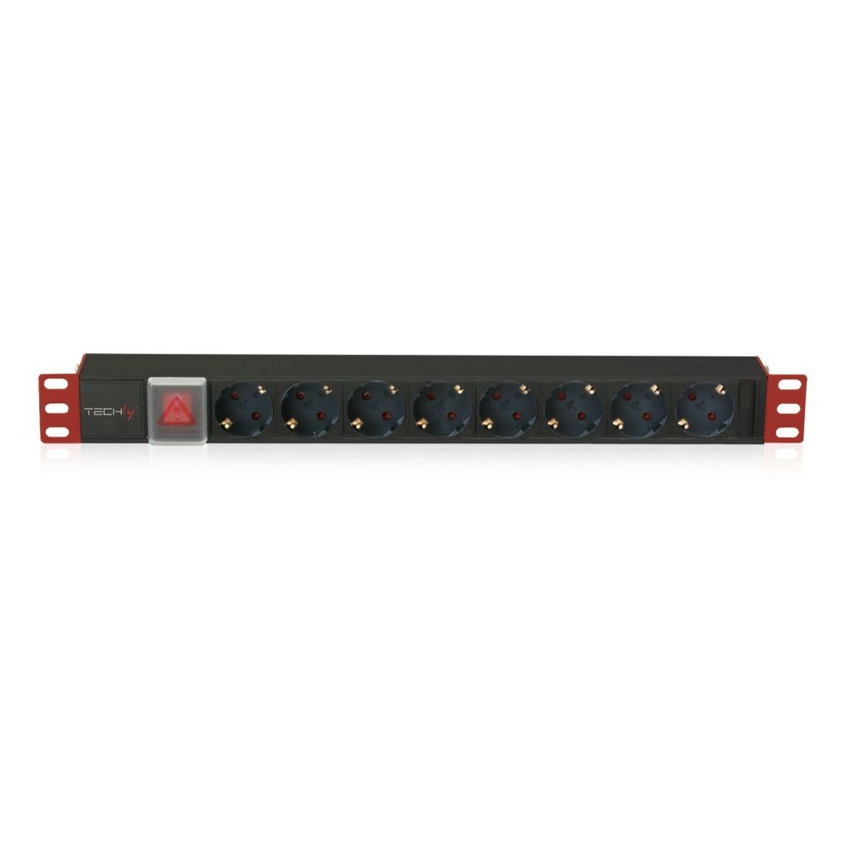 Regleta 19" 8 Tomas Schuko con On/Off Switch Techly I-CASE STRIP-81UD Negro Rojo 3500 W (3 m)