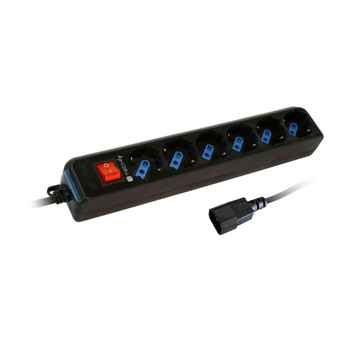 Regleta 6 Tomas Schuko Techly IUPS-PCP-6V Negro 3500 W (1,5 m)