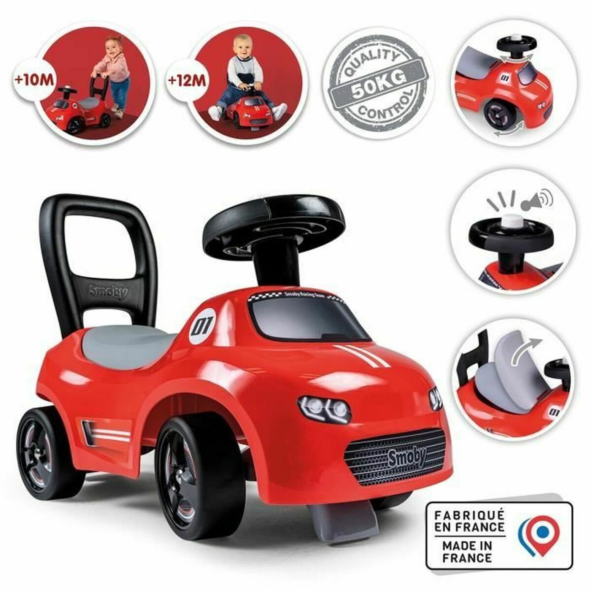 Correpasillos Smoby Negro Rojo 2 en 1