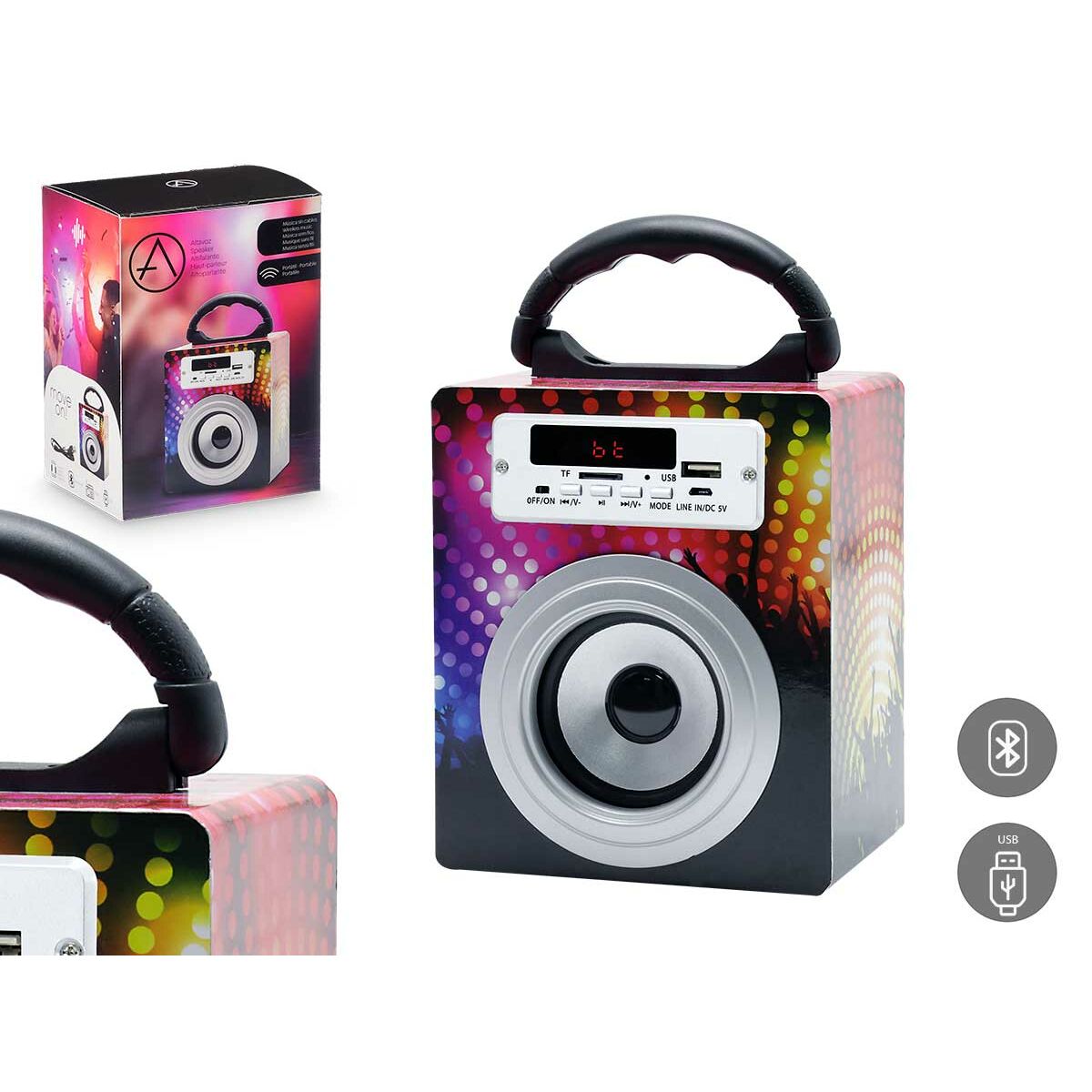 Altavoz Bluetooth Negro Multicolor