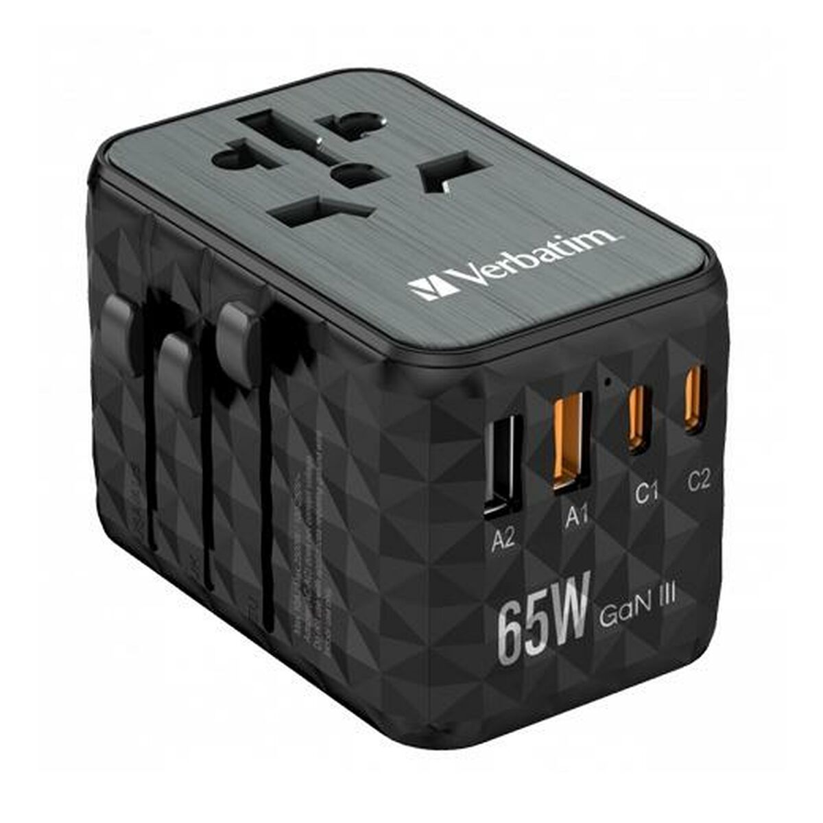 Adaptador de Enchufe Universal de Viaje Verbatim Negro Gris 65 W