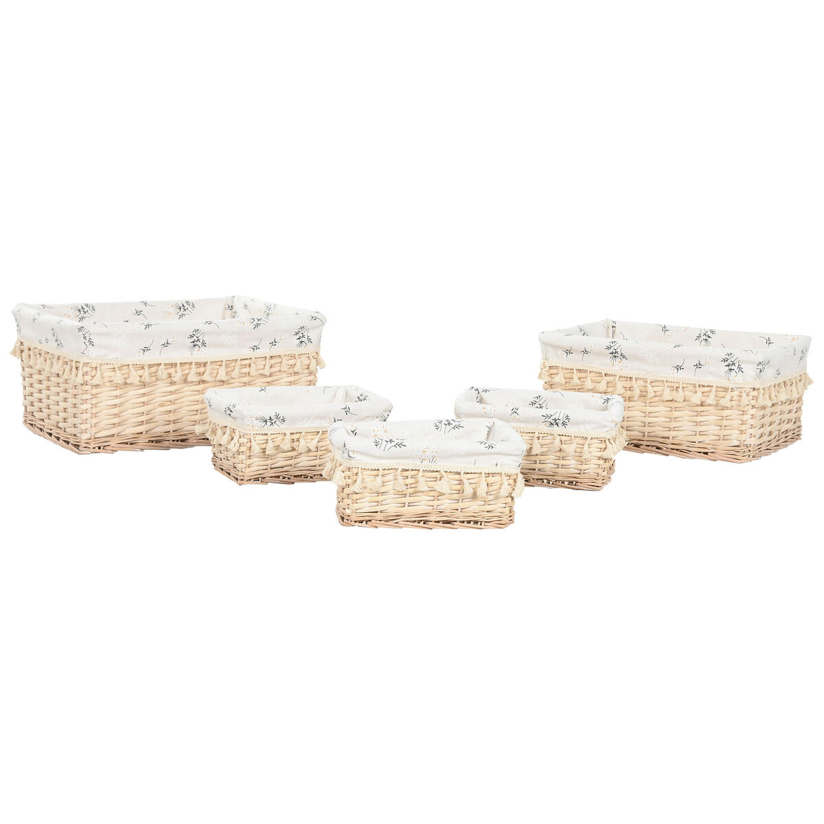 Cesto para la Ropa Sucia Home ESPRIT Natural Mimbre Shabby Chic 48 x 38 x 22 cm 5 Piezas
