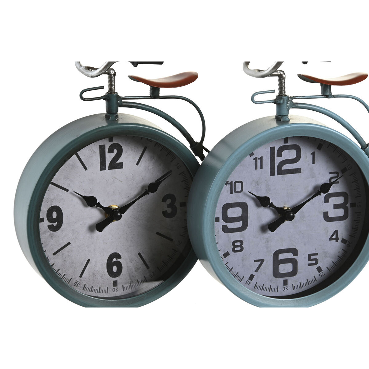 Reloj de Mesa DKD Home Decor Azul Verde Bicicleta Vintage (2 Unidades)