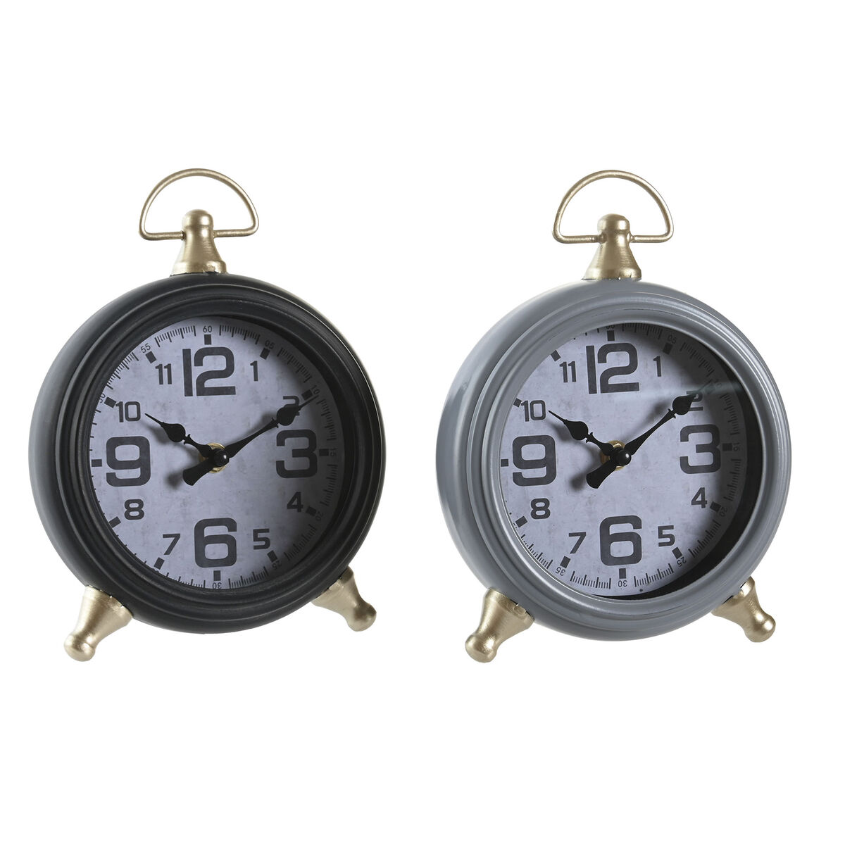 Reloj de Mesa DKD Home Decor Negro Gris Dorado Tradicional (2 Unidades)