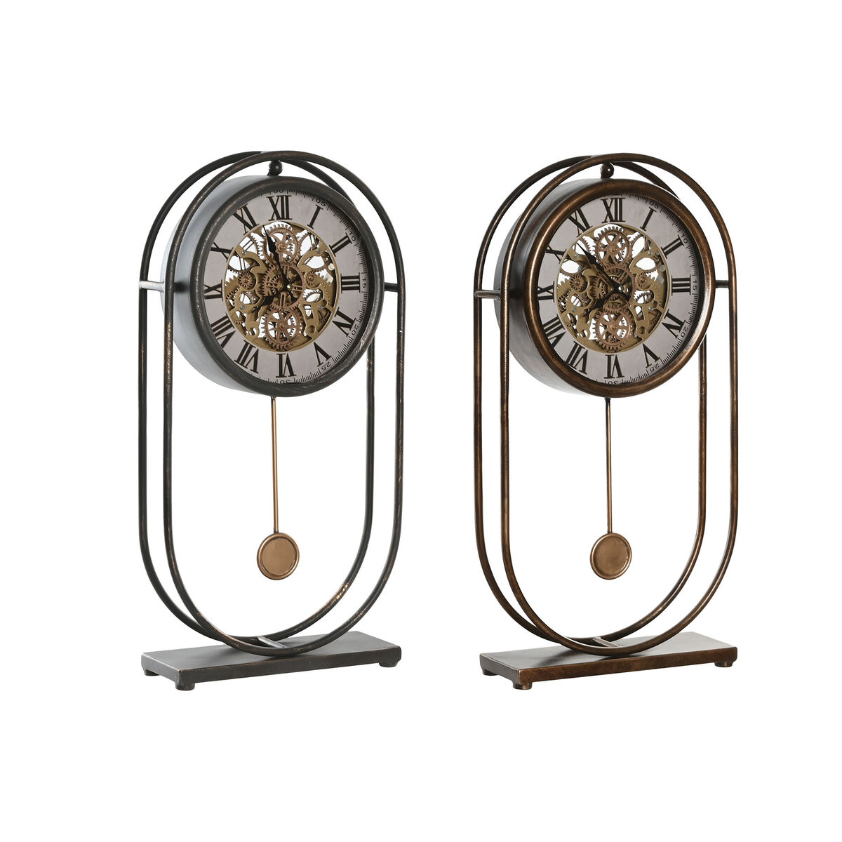 Reloj de Mesa Home ESPRIT Negro Dorado Vintage (2 Unidades)