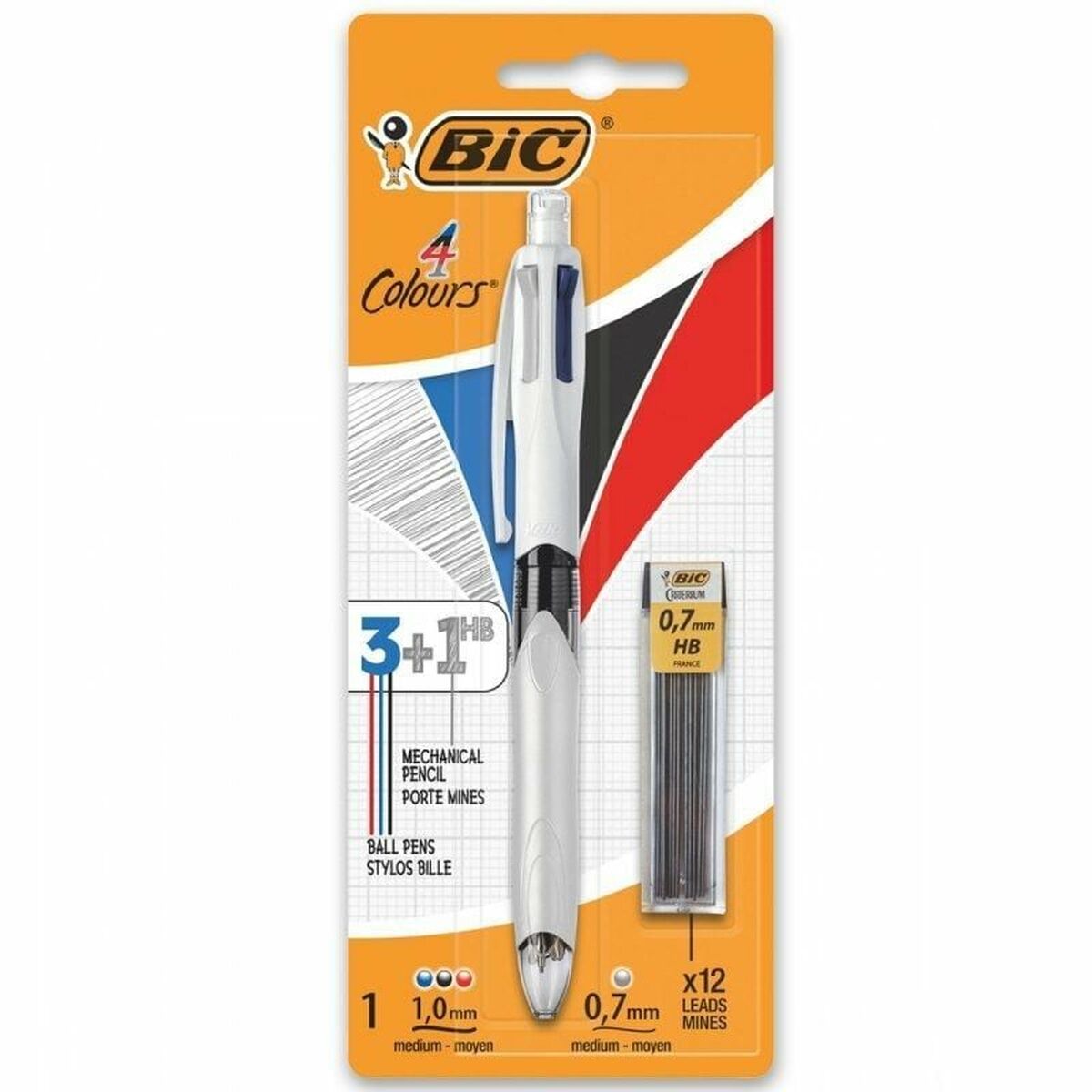 Boligrafo de tinta líquida Bic 4 Colours 942103 Azul Negro Rojo