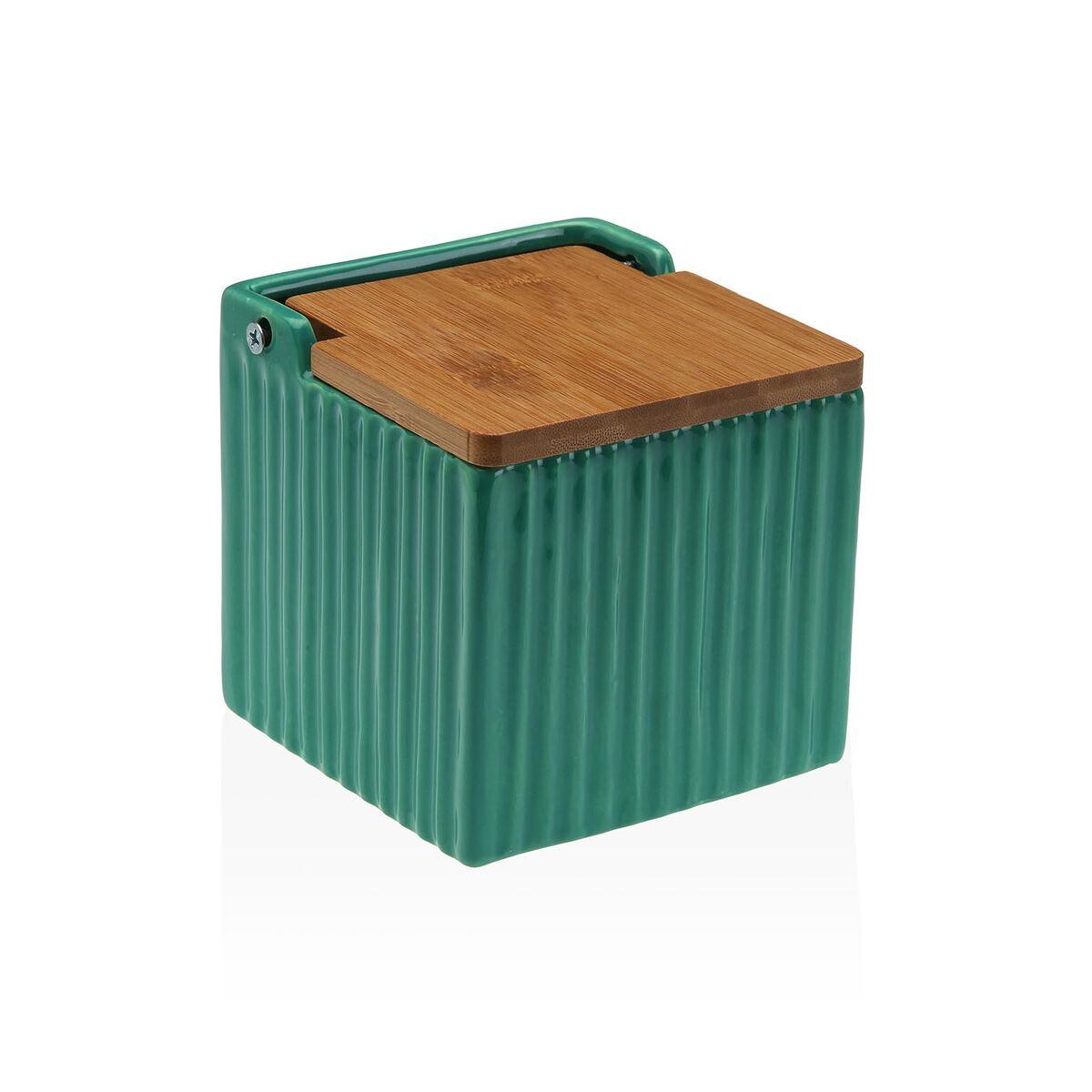 Salero con Tapa Versa Verde Cerámica Bambú Dolomita 11 x 11 x 11 cm