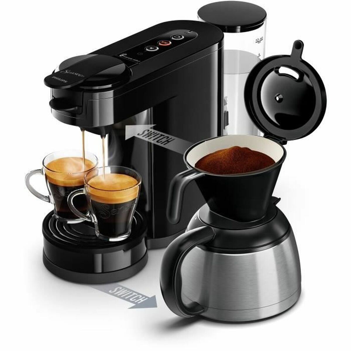 Cafetera de Cápsulas Philips SENSEO SWITCH HD6592/65 noir 1 bar 1450 W