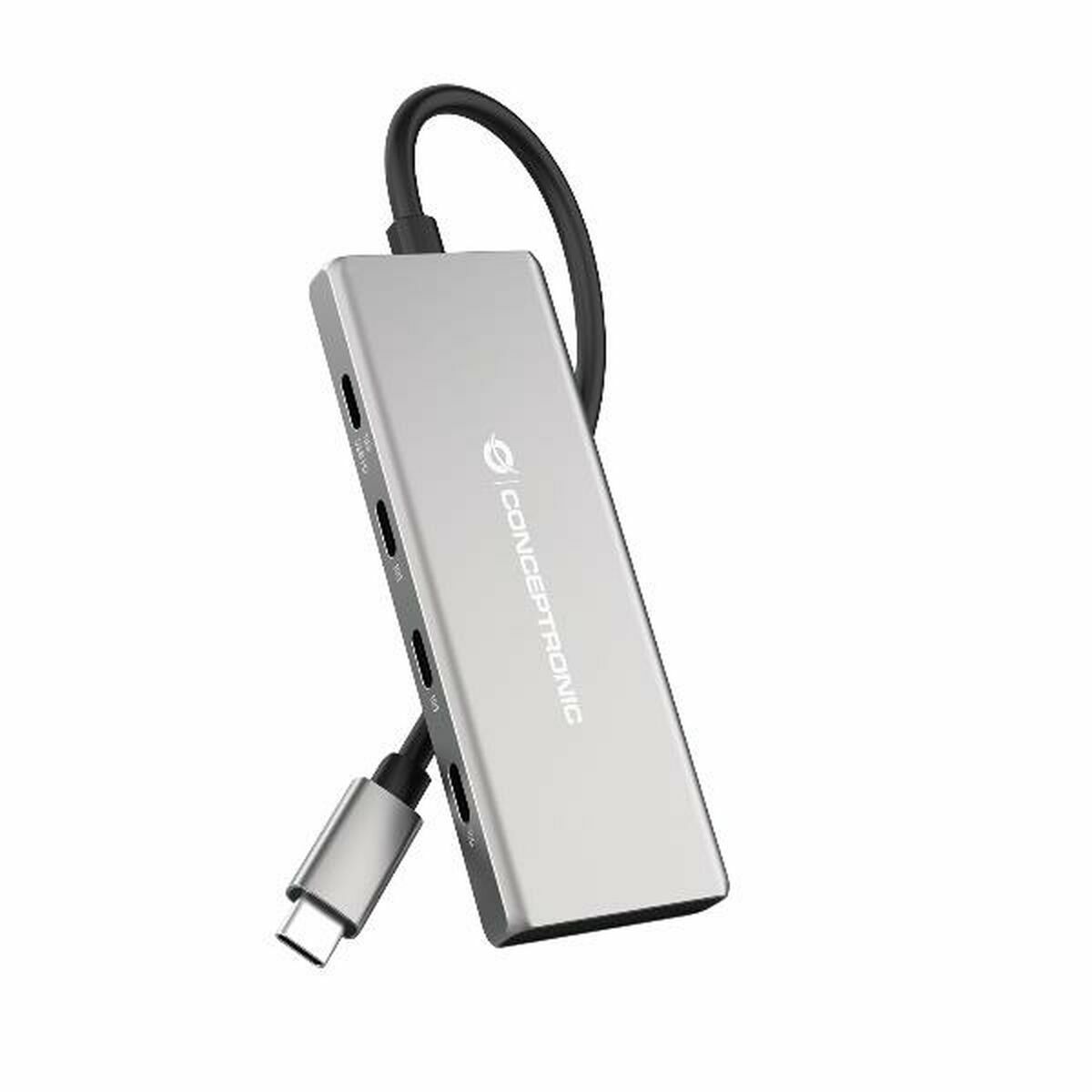 Hub USB Conceptronic 110519707101 Plateado