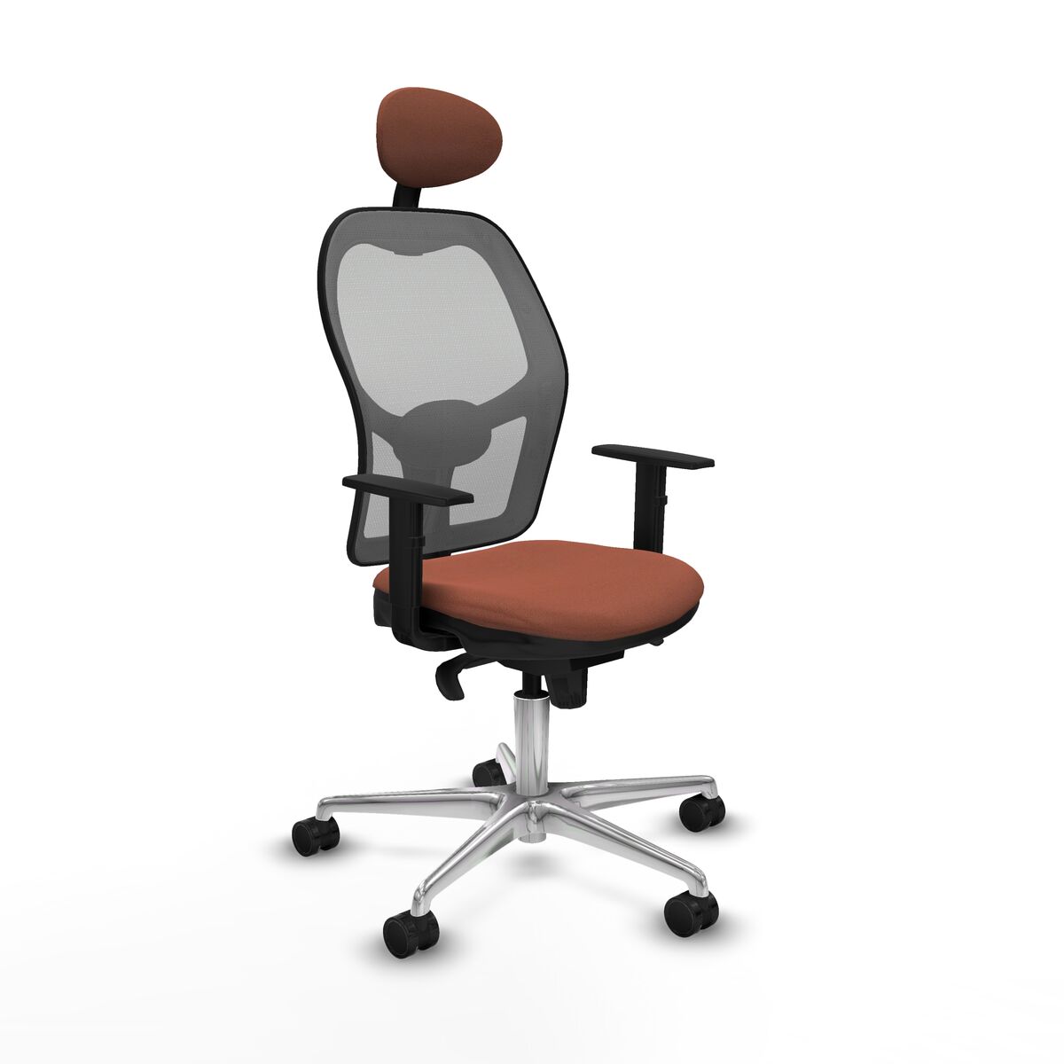 Silla de Oficina con Cabecero Jorquera Piqueras y Crespo 1D086N1 Marrón Gris