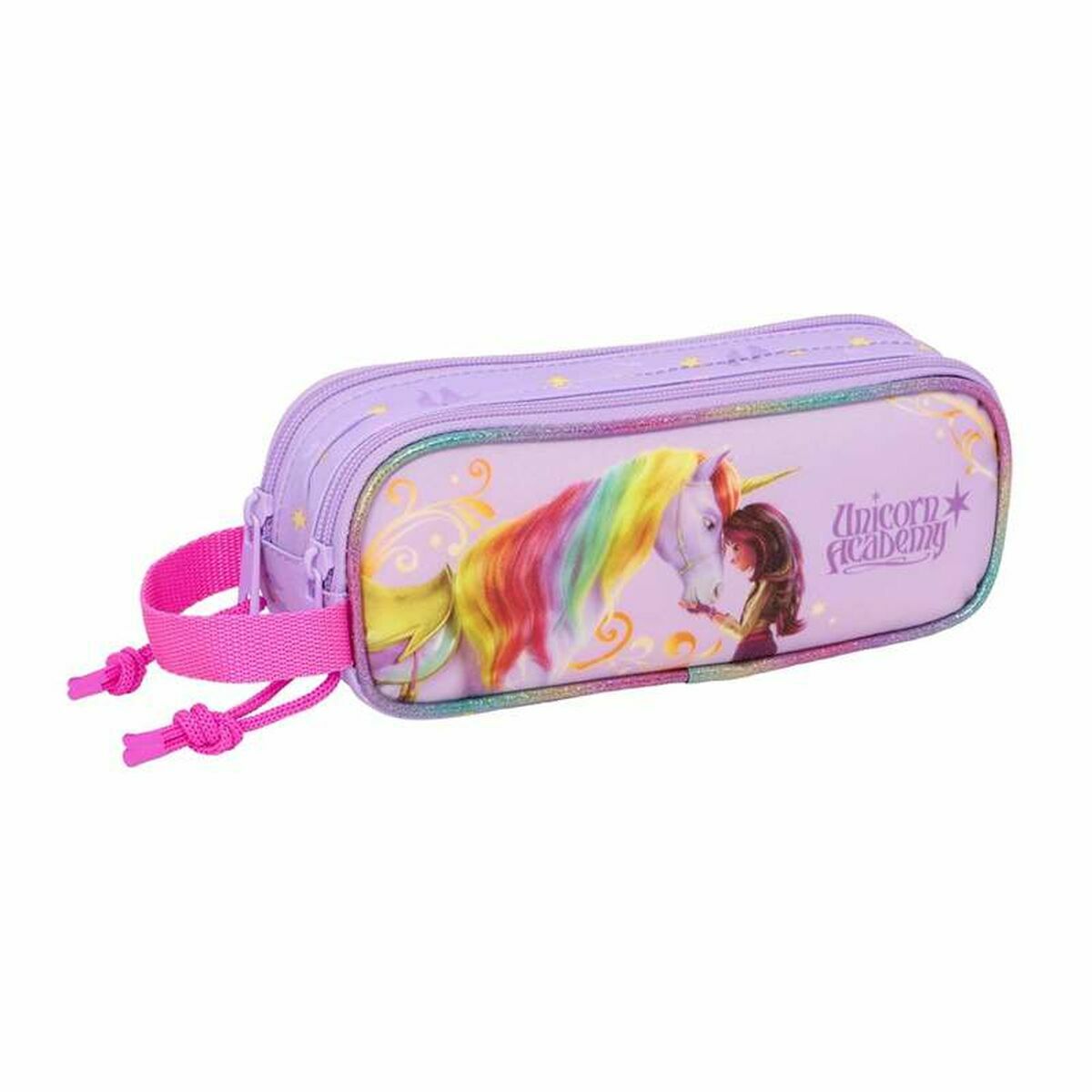 Portatodo Doble Unicorn Academy Lila 21 x 8 x 6 cm