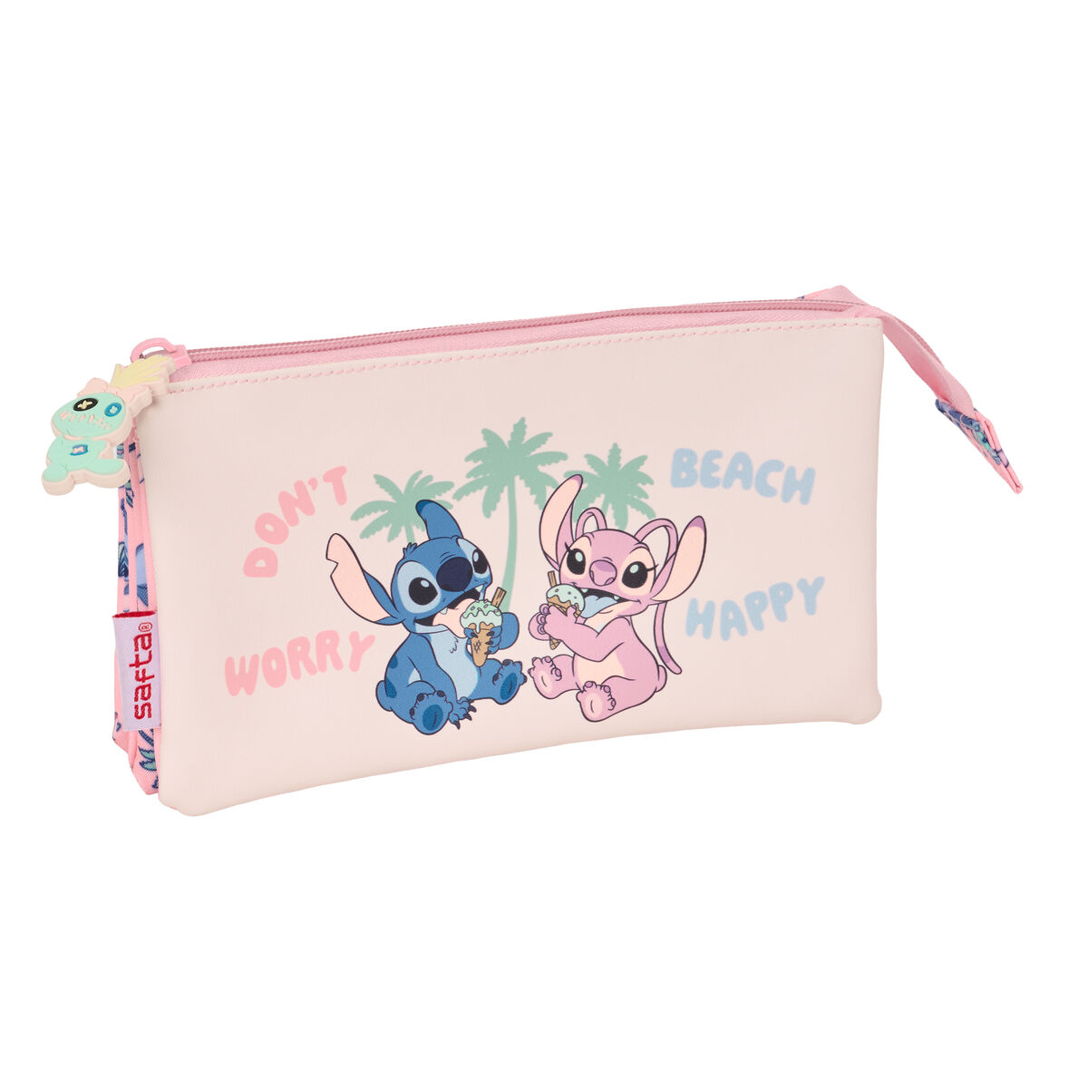 Portatodo Triple Lilo & Stitch Beach Rosa 22 x 12 x 3 cm