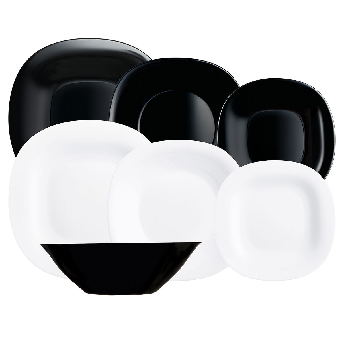 Vajilla Luminarc Carine N&b Blanco Negro Vidrio 19 piezas