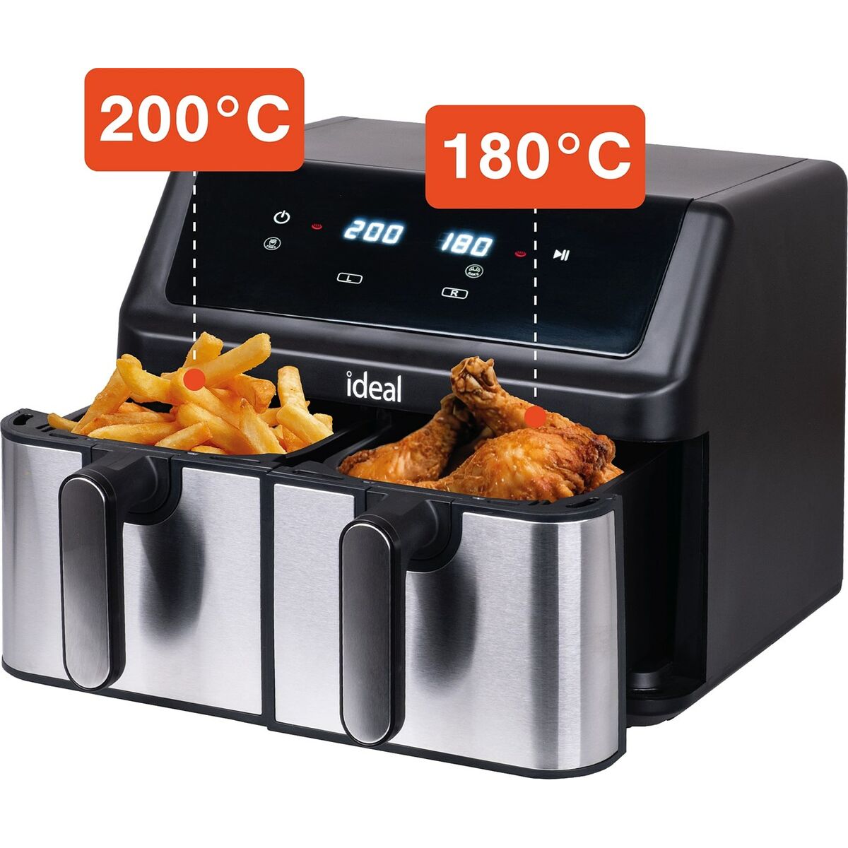 Freidora de Aire Eldom IK1500 dualcrisp Negro 2000 W 9 L