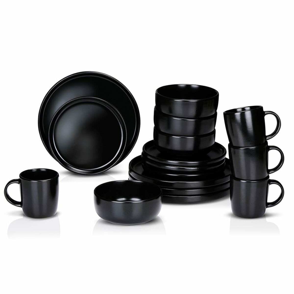 Vajilla Alpina Negro Cerámica 16 Piezas (4 Unidades)