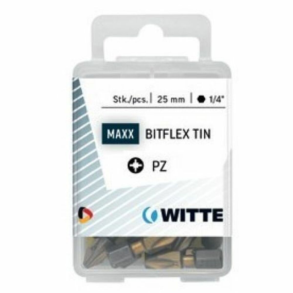 Juego de puntas WITTE PZ 3 BITFLEX TIN Pozidriv PZ3 10 Unidades 10 Piezas