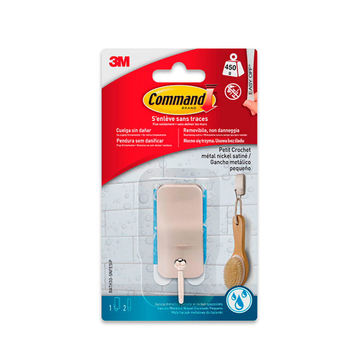 Toallero Colgante 3M 25 X 66 X 25 MM Plateado Níquel (1 unidad)
