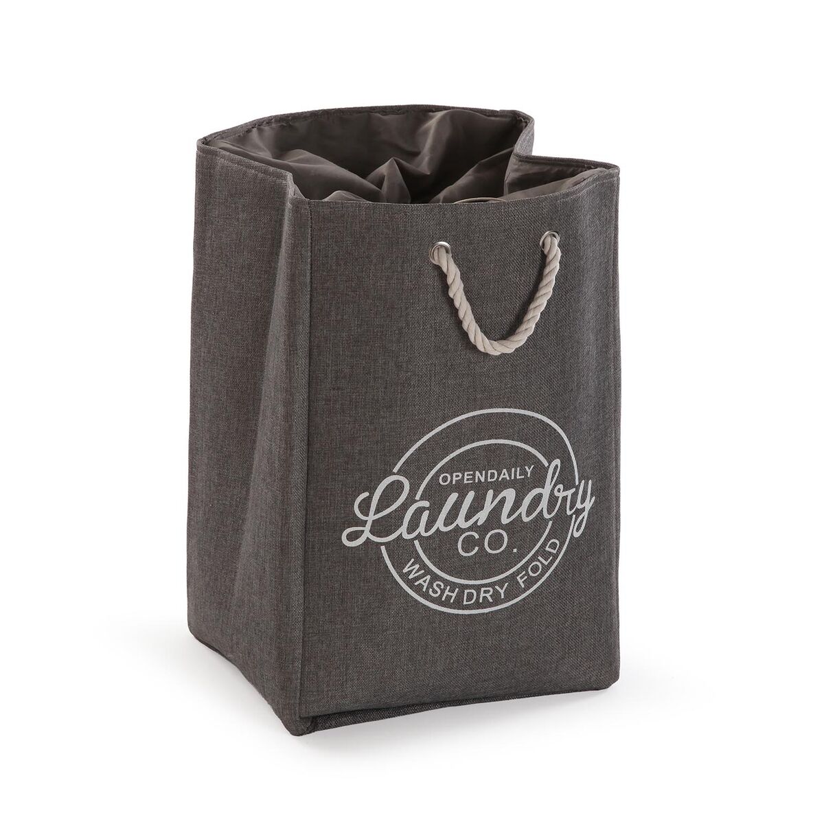 Cesto para la Ropa Sucia Versa Gris Poliéster PVC Metal EVA 30 x 55 x 36 cm