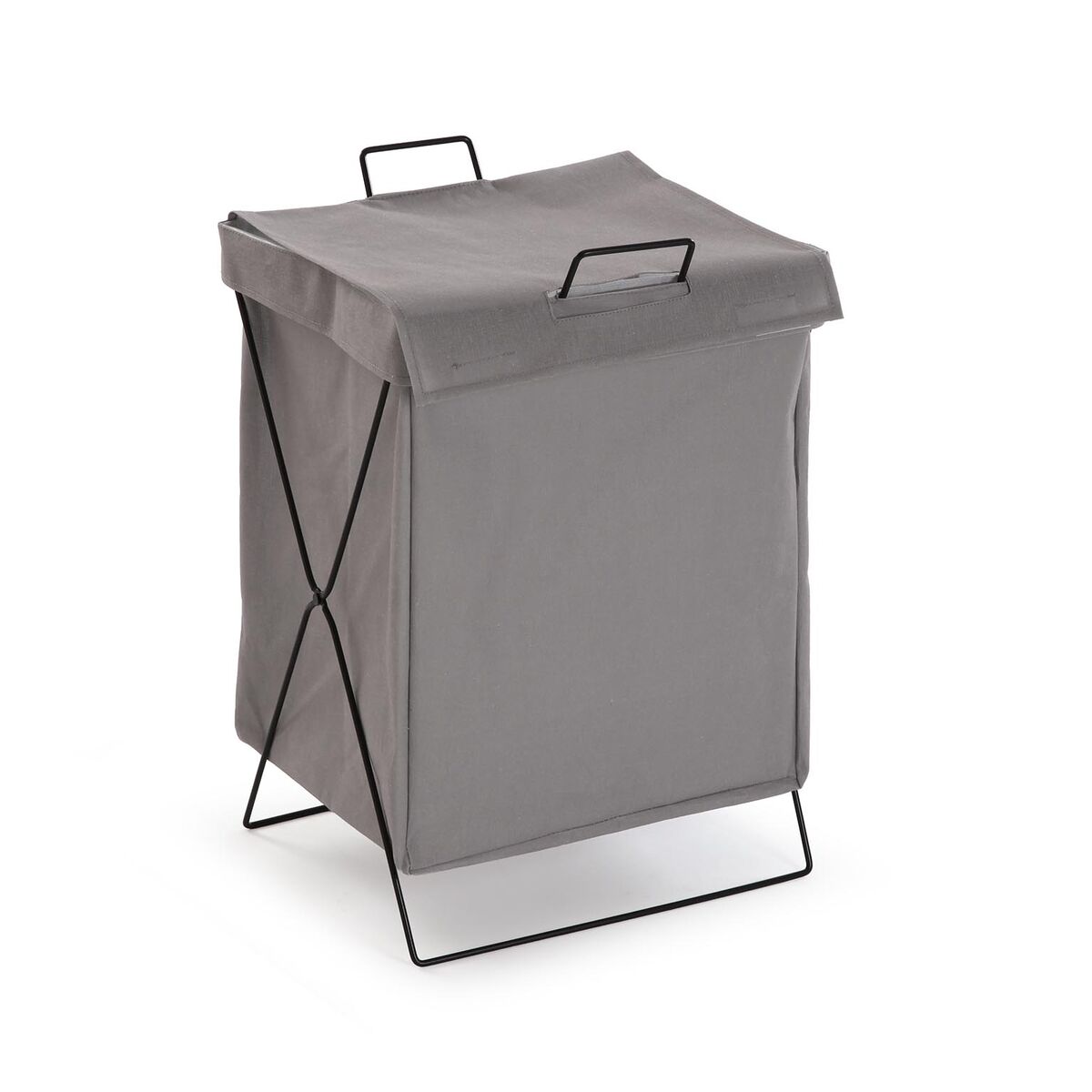 Cesto para la Ropa Sucia Versa Gris Poliéster Metal Polietileno 35 X 48 X 30 CM