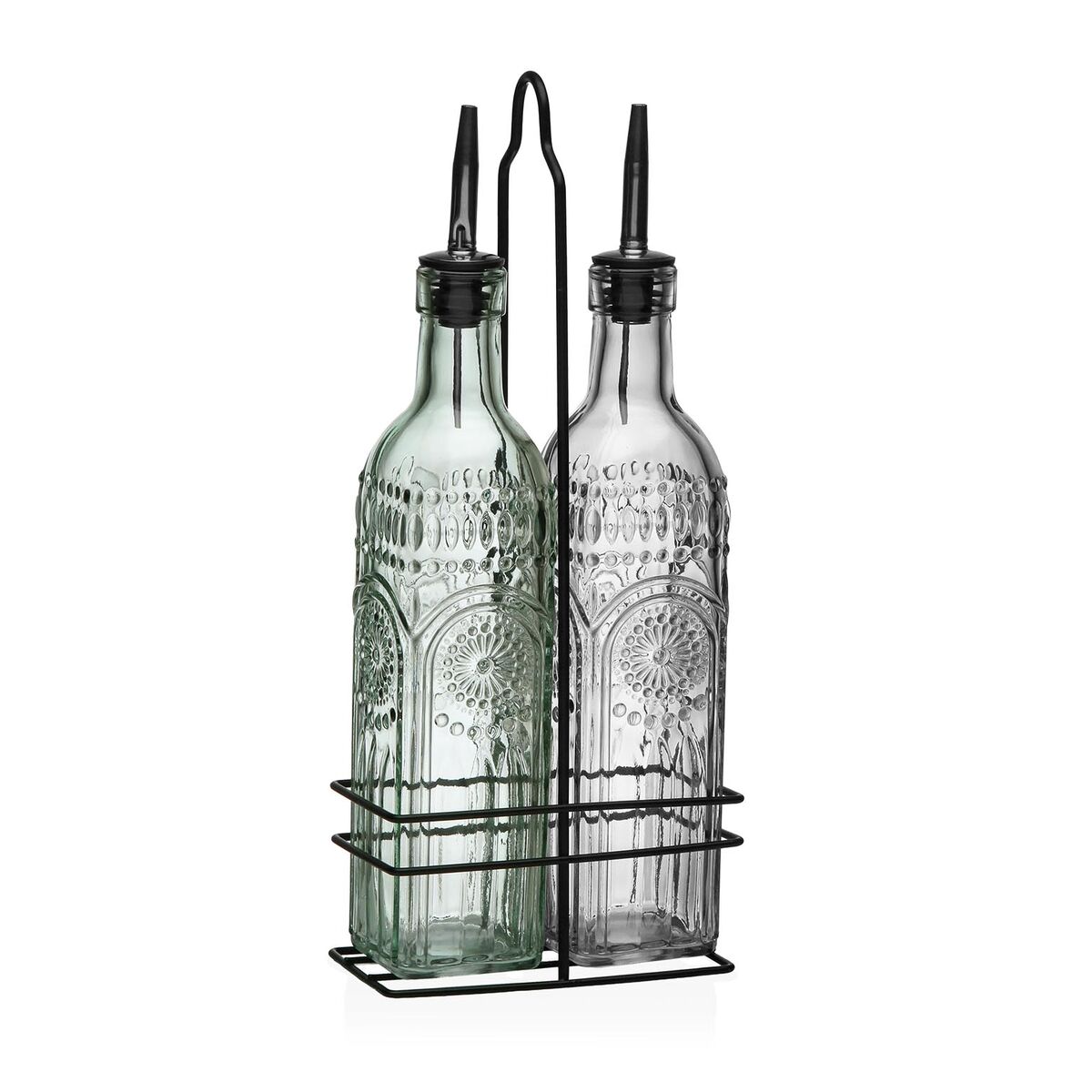 Set de Aceitera y Vinagrera Versa Metal Vidrio 500 ml 7,2 X 32,5 X 13,7 CM
