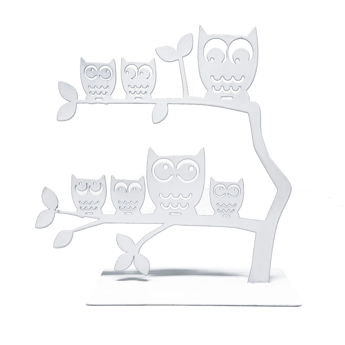 Joyero de Pie Versa Blanco Metal Hierro 7 X 18 X 18 CM Familia Búhos