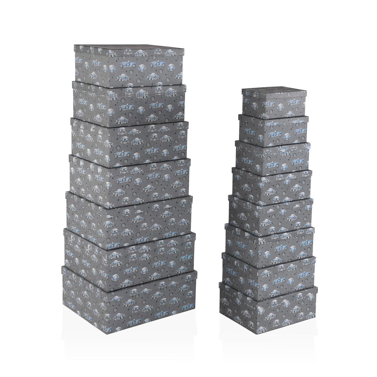 Set de Cajas Organizadoras Apilables Versa Cartón Coches 15 Piezas