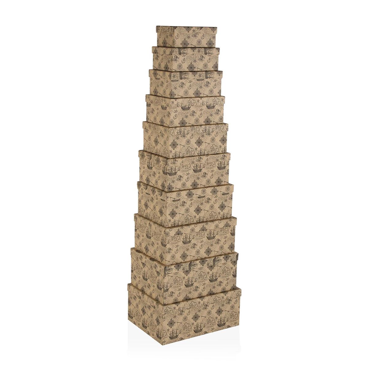 Set de Cajas Organizadoras Apilables Versa Cartón Barco 10 Piezas