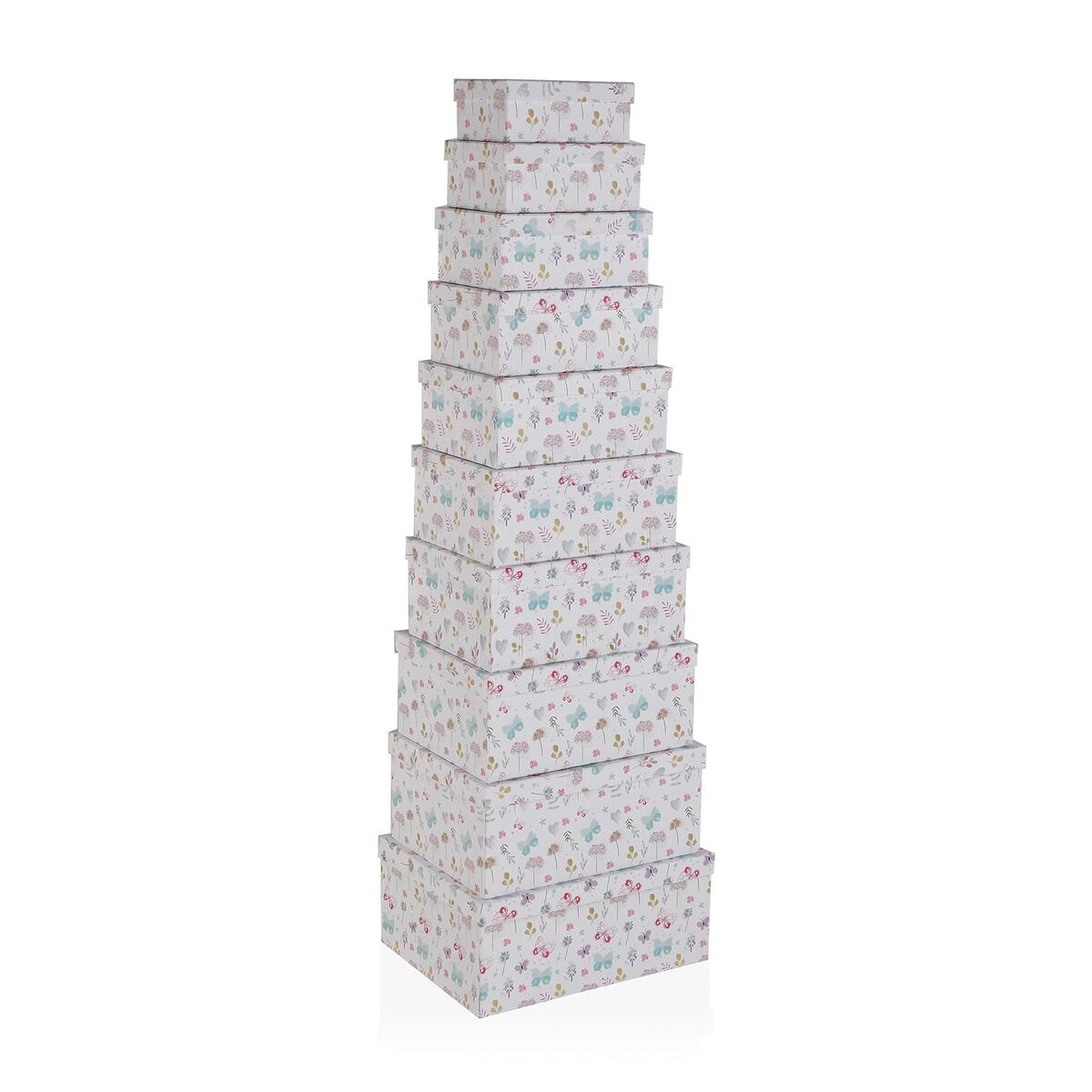 Set de Cajas Organizadoras Apilables Versa Cartón Flores 10 Piezas
