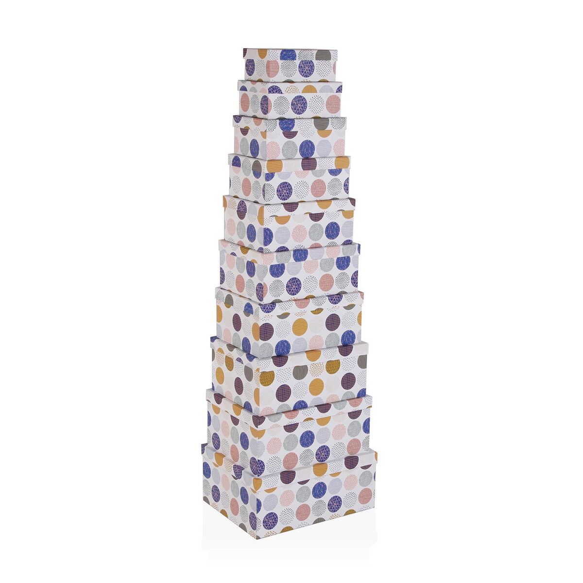 Set de Cajas Organizadoras Apilables Versa Cartón Círculos 10 Piezas