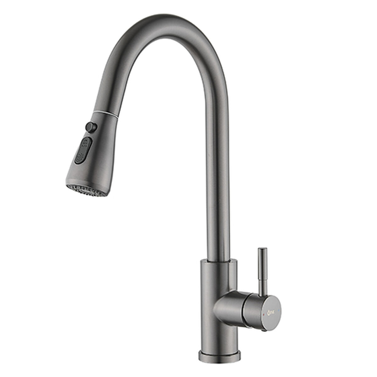 Grifo Monomando Fontastock Gris Acero Inoxidable Cerámico Forma de C