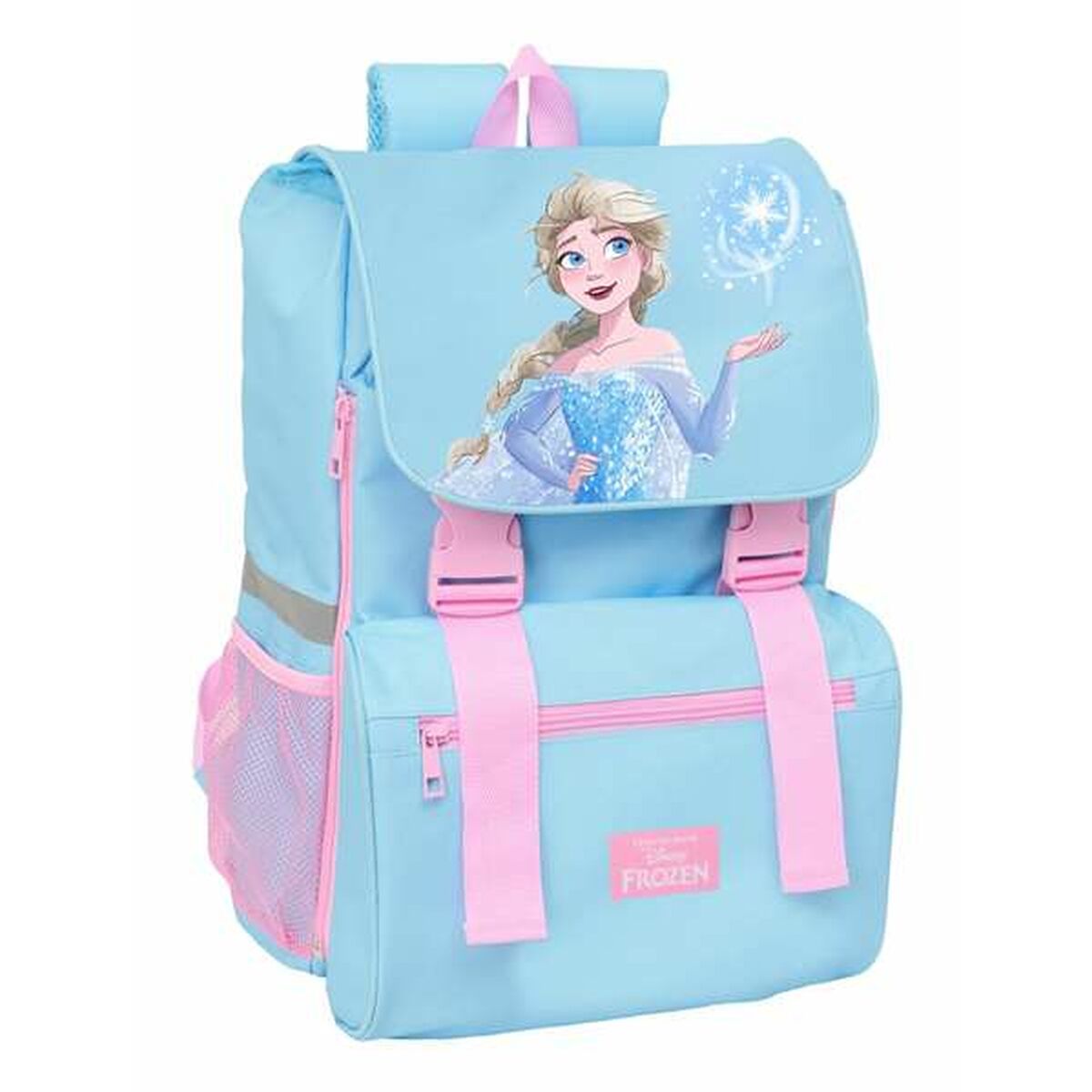 Mochila Escolar Frozen Azul Rosa 18,5 x 41 x 15 cm