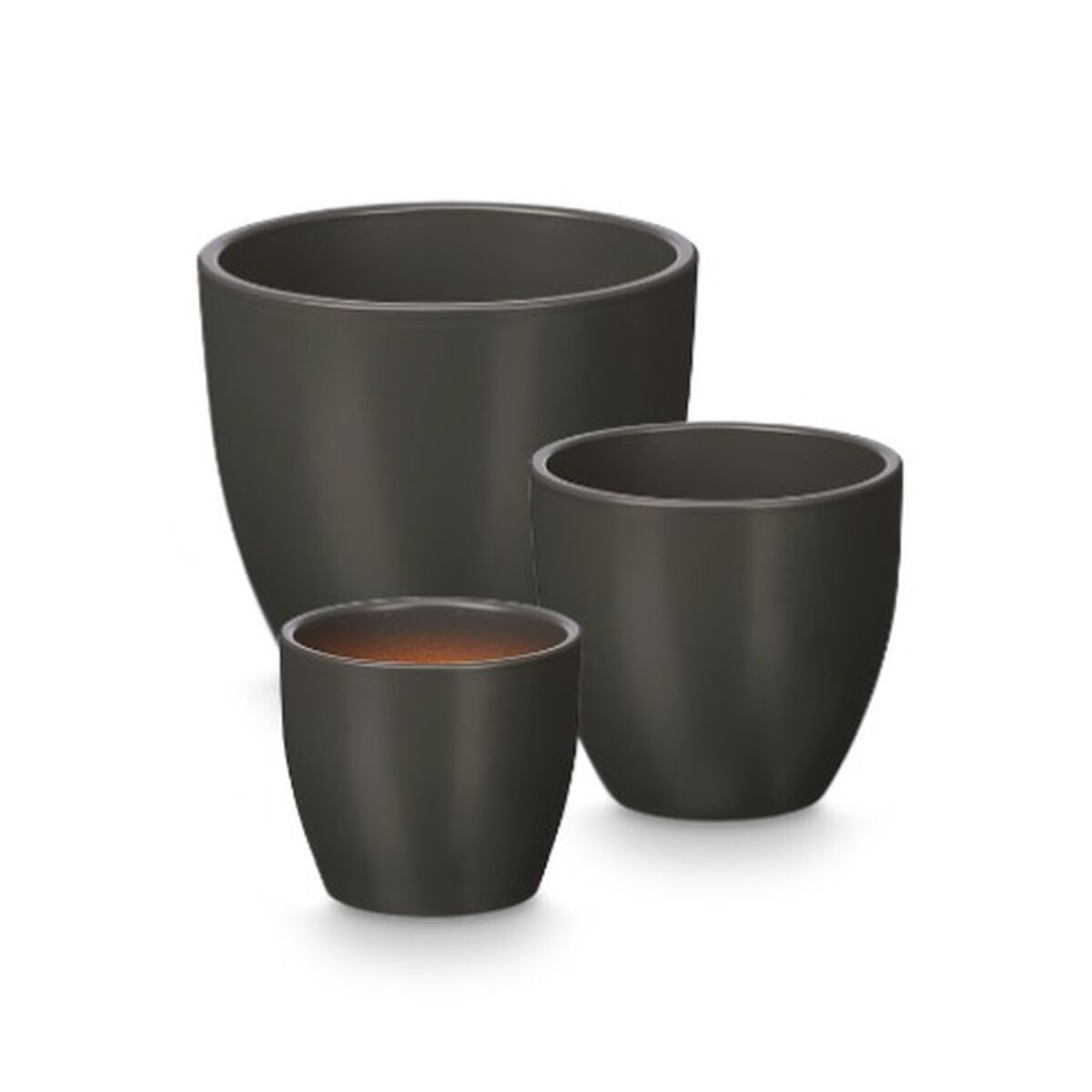 Set de Macetas Ibergarden Antracita Arcilla Ø 14 cm Ø 22 cm Ø 17 cm 3 Piezas