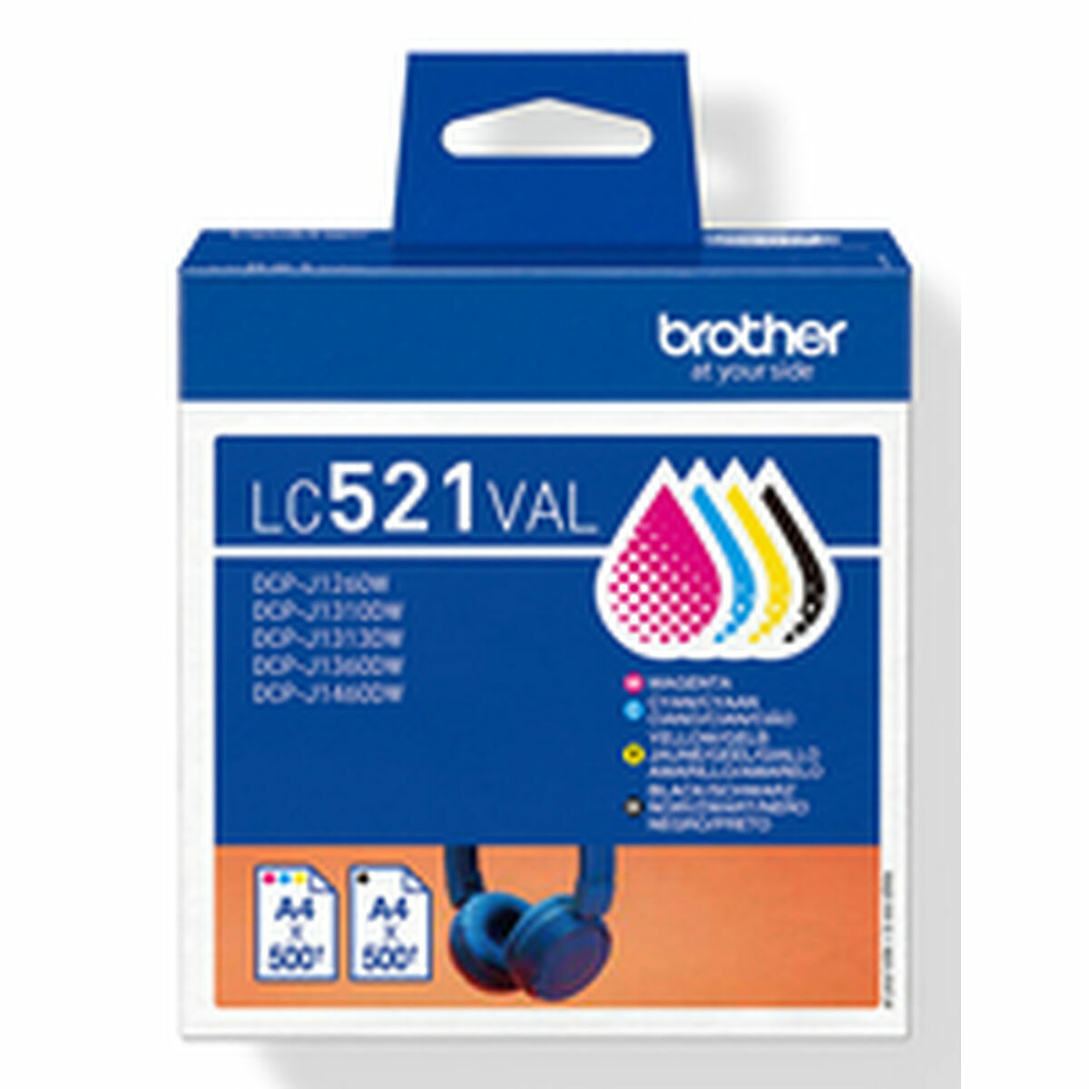 Cartucho de Tinta Original Brother LC521VAL Amarillo (4 Unidades)