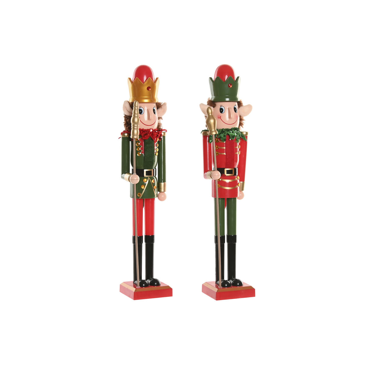 Adorno Navideño Home ESPRIT Multicolor Cascanueces Elfo 11 x 10 x 54 cm (2 Unidades)