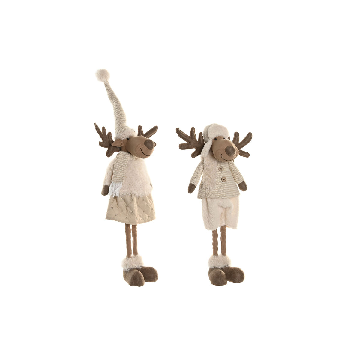 Adorno Navideño Home ESPRIT Blanco Beige 25 x 18 x 44 cm (2 Unidades)