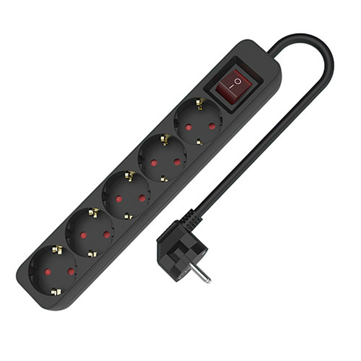 Regleta Enchufes 5 Tomas con Interruptor TM Electron 3680 W Negro (1,5 m)