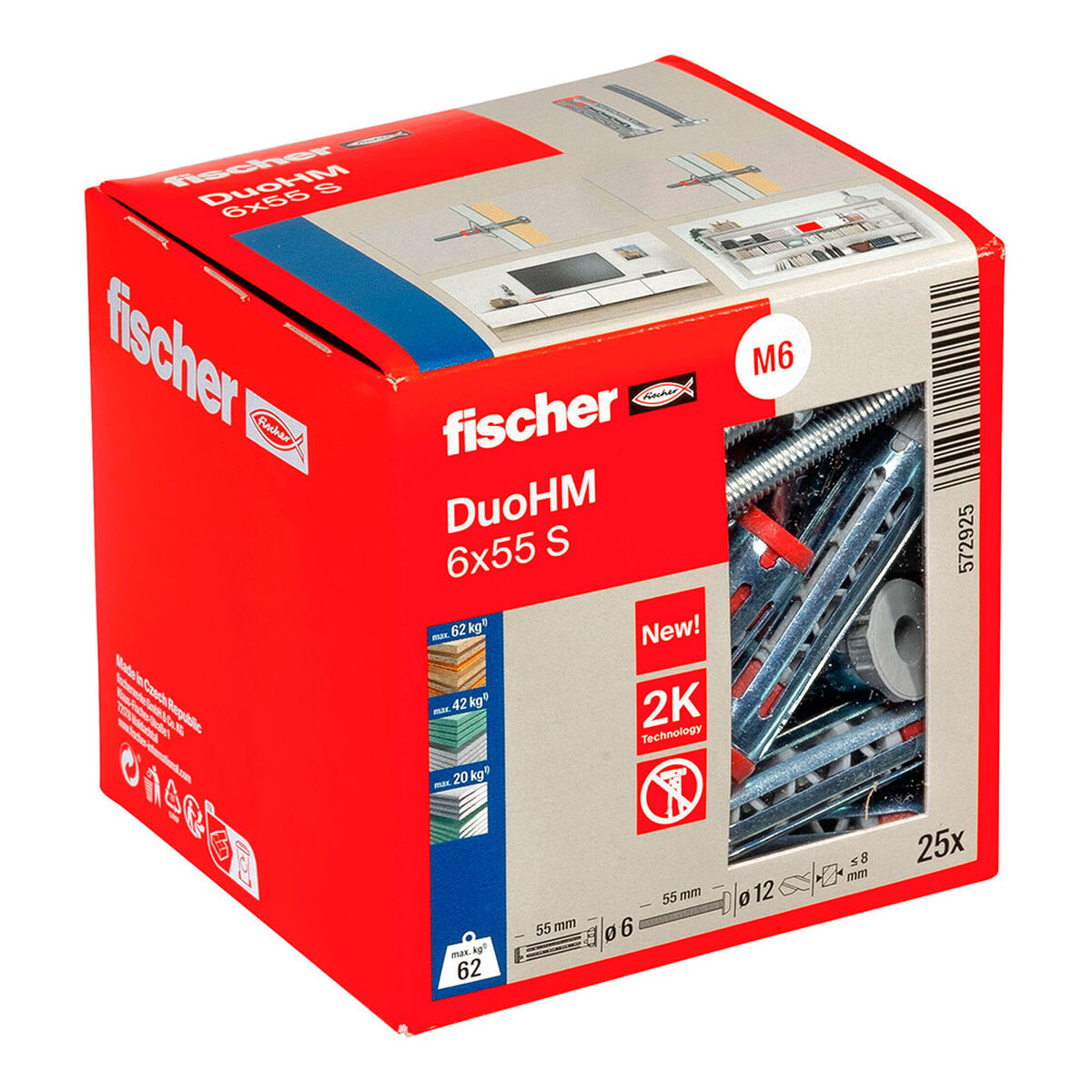Tacos y tornillos Fischer DUO HM M6 (25 Unidades)