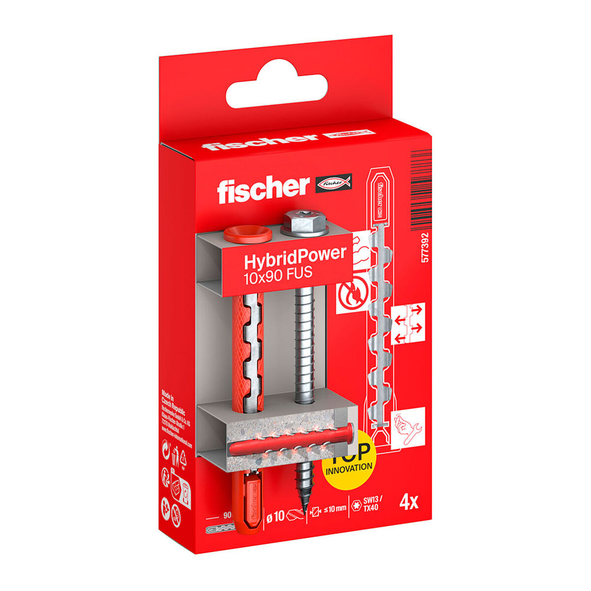 Tacos y tornillos Fischer hybridpower 90 mm Ø 10 x 90 mm (4 Unidades)