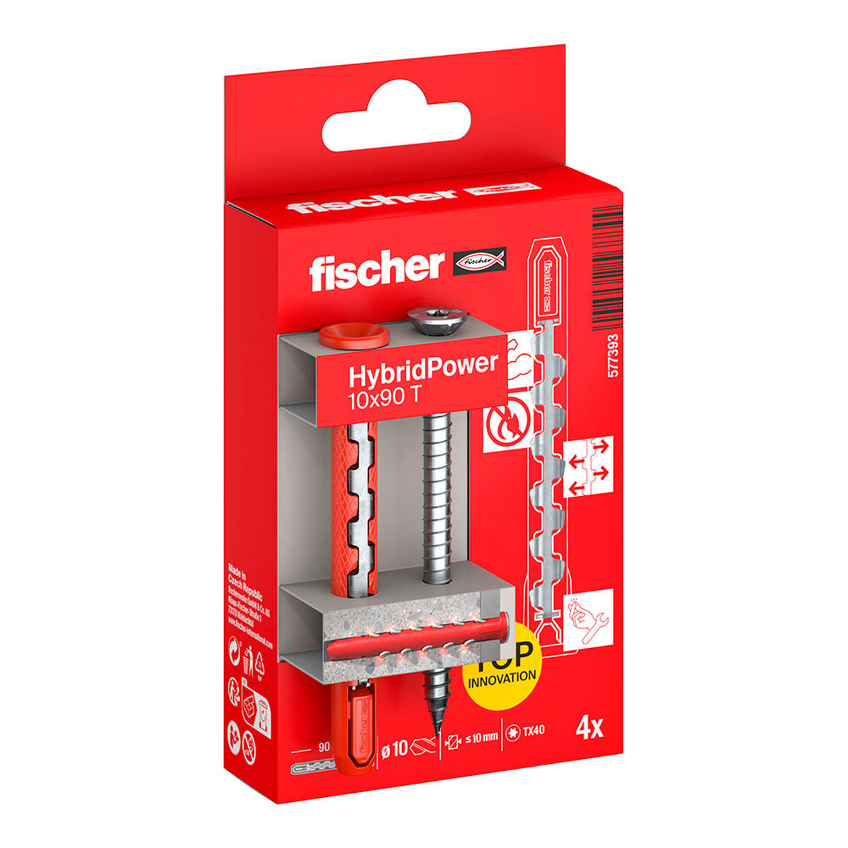 Tacos y tornillos Fischer hybridpower Avellanado Ø 10 x 90 mm (4 Unidades)