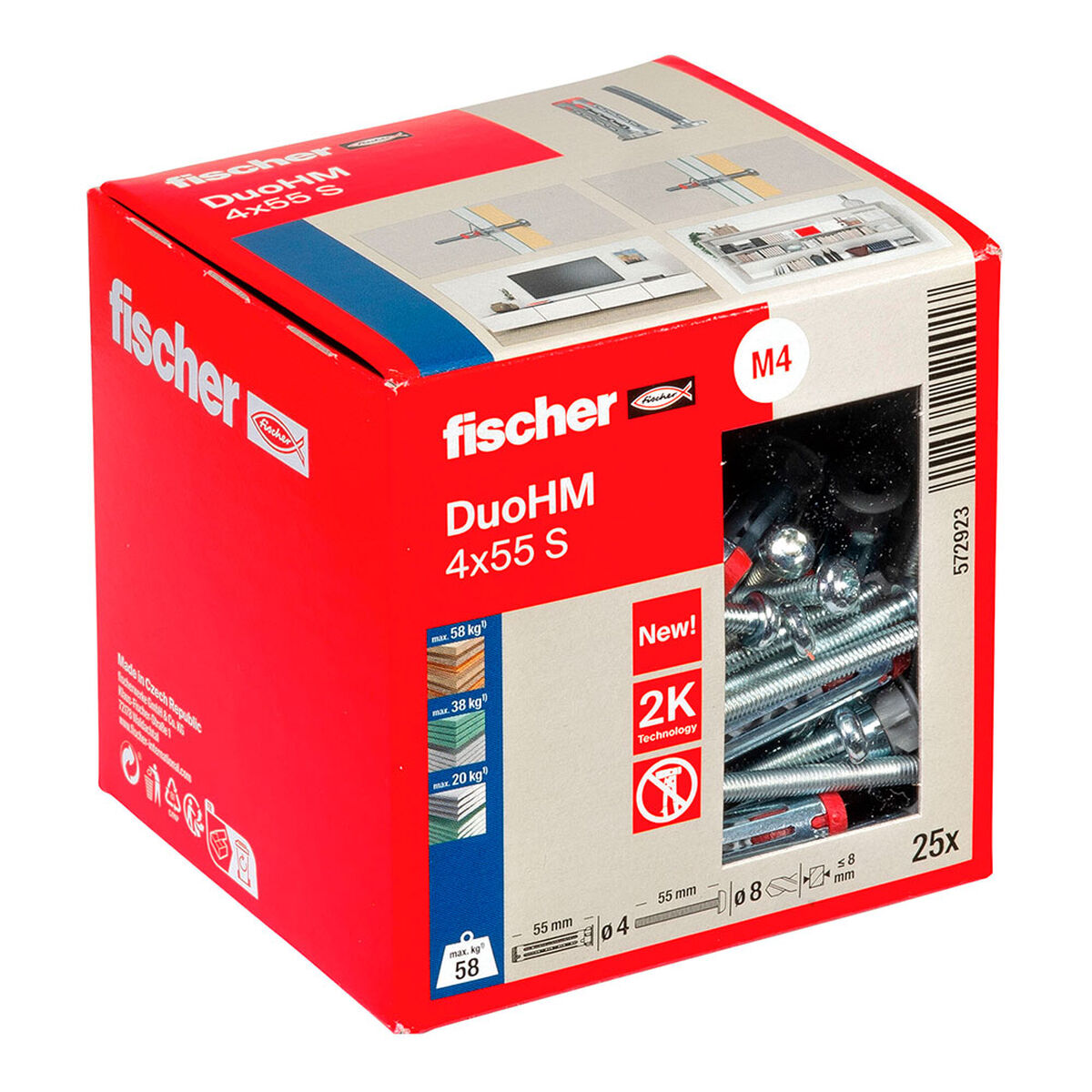 Tacos y tornillos Fischer DUO HM Ø 8 x 55 mm (25 Unidades)