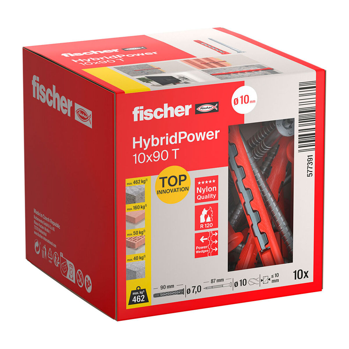 Tacos y tornillos Fischer hybridpower Avellanado Ø 7 x 90 mm (10 Unidades)