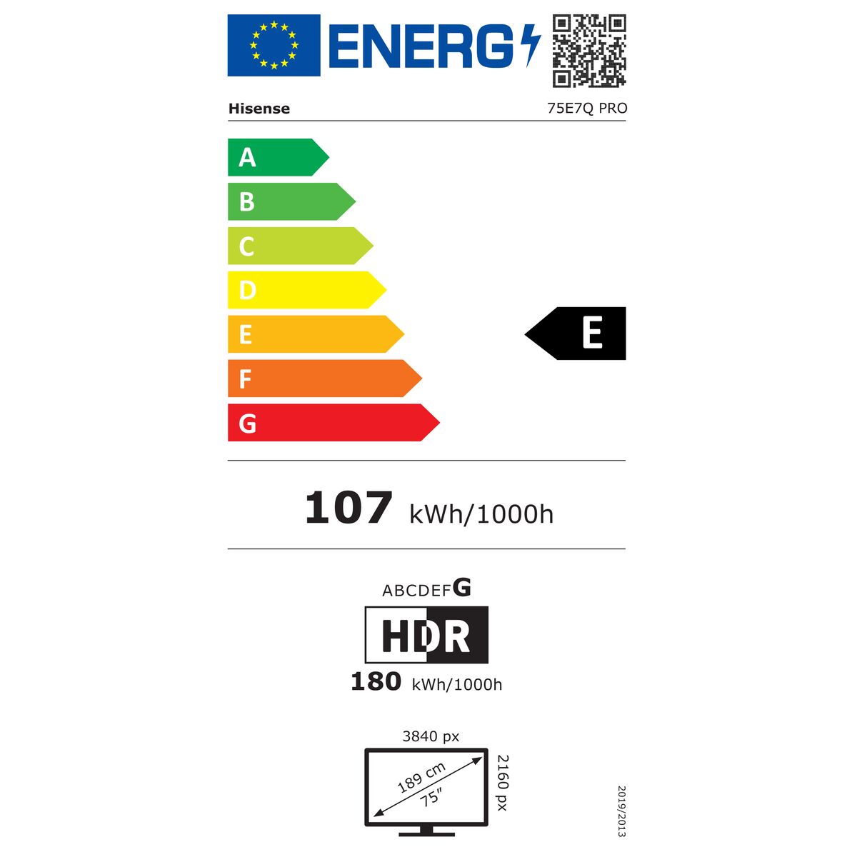 Smart TV Hisense 75E7Q PRO 75" 4K Ultra HD LED HDR D-LED QLED
