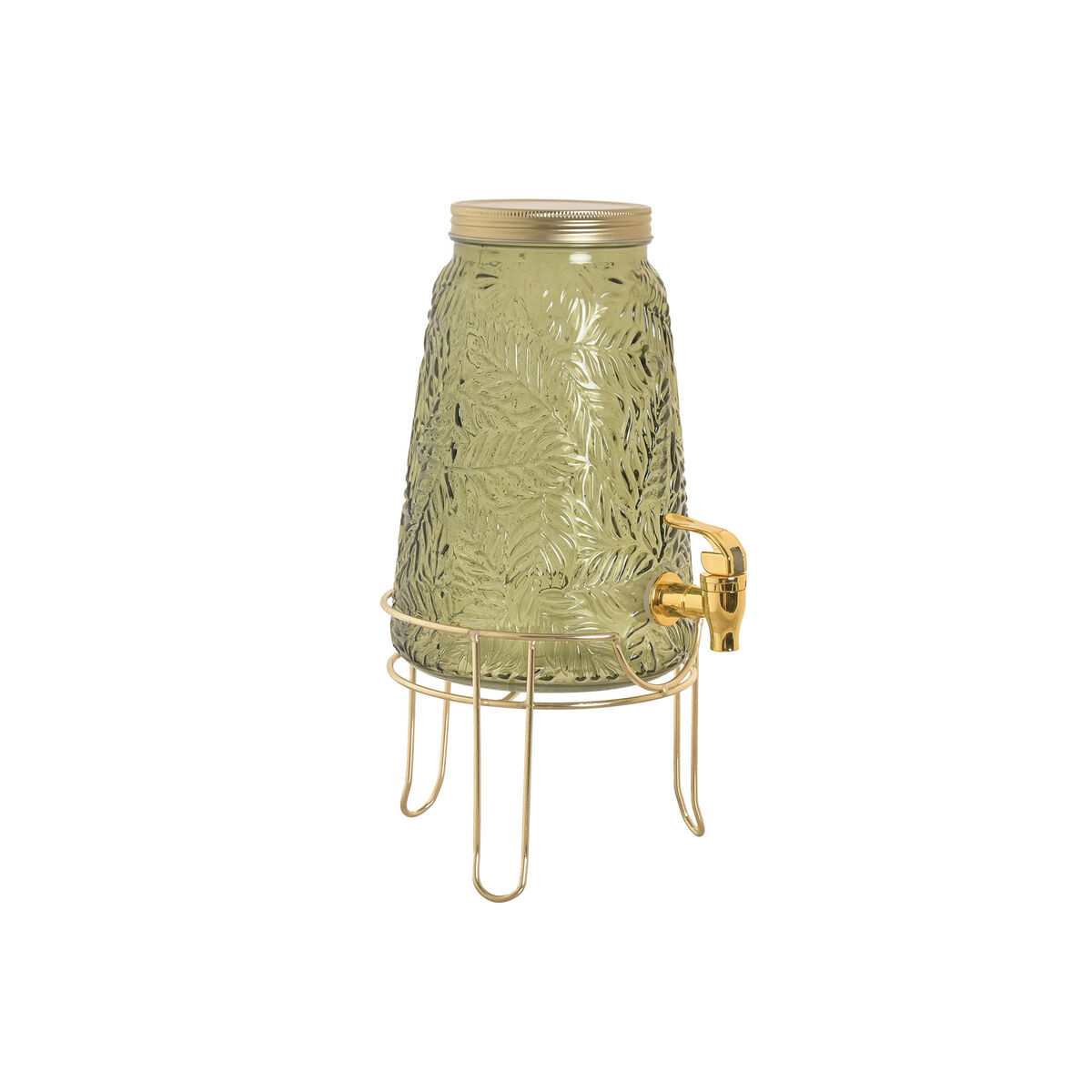 Dispensador de bebidas Home ESPRIT Verde Dorado Metal Cristal Poliestireno 3,3 L 19,3 X 19,3 X 36 CM