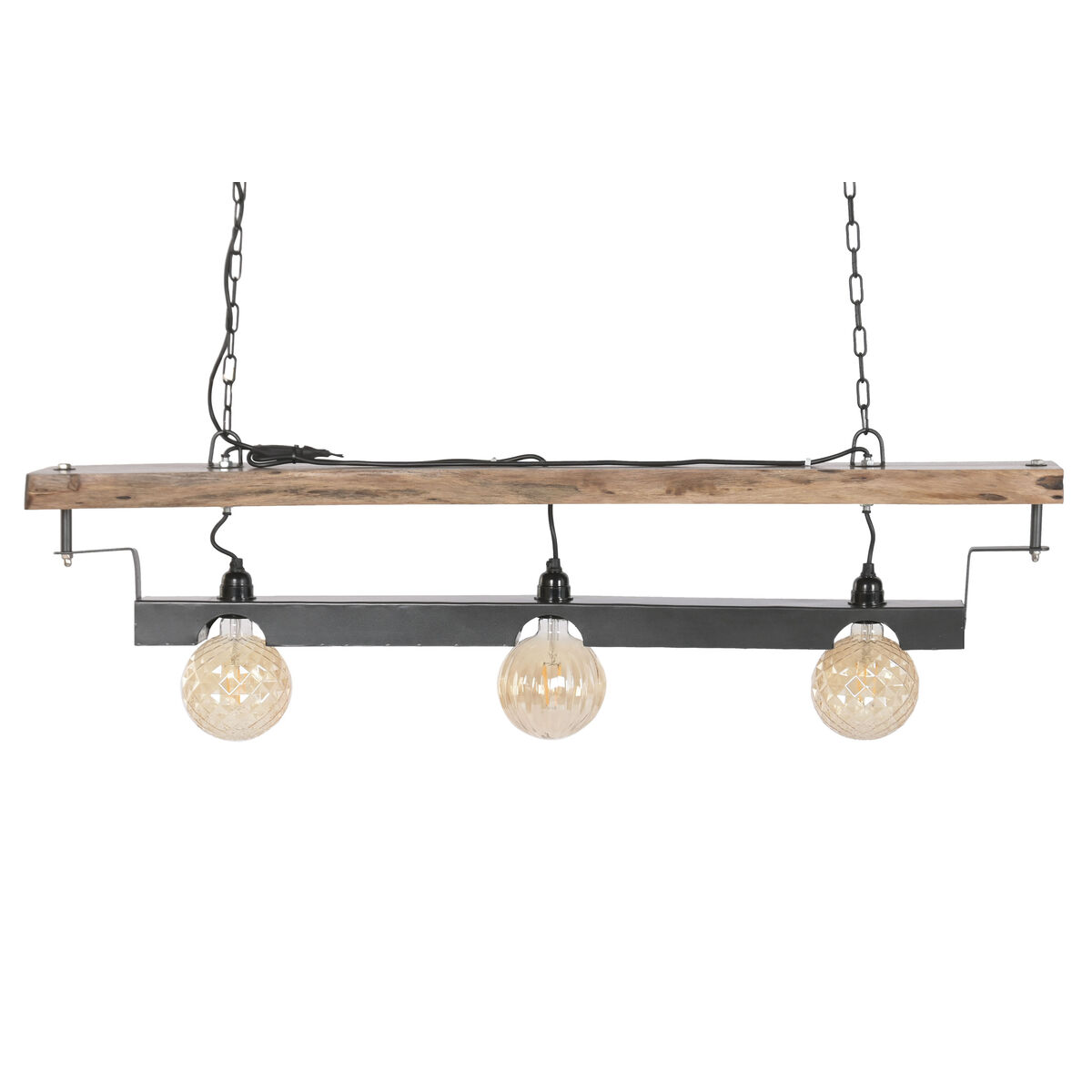 Lámpara de Techo Home ESPRIT Marrón Negro Hierro Acacia 116 X 16 X 26 CM