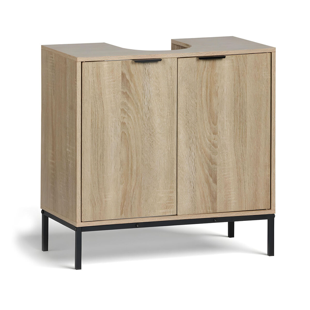 Mueble Bajo Lavabo MobleKit Marrón Negro Madera Metal 60 x 30 x 60 cm