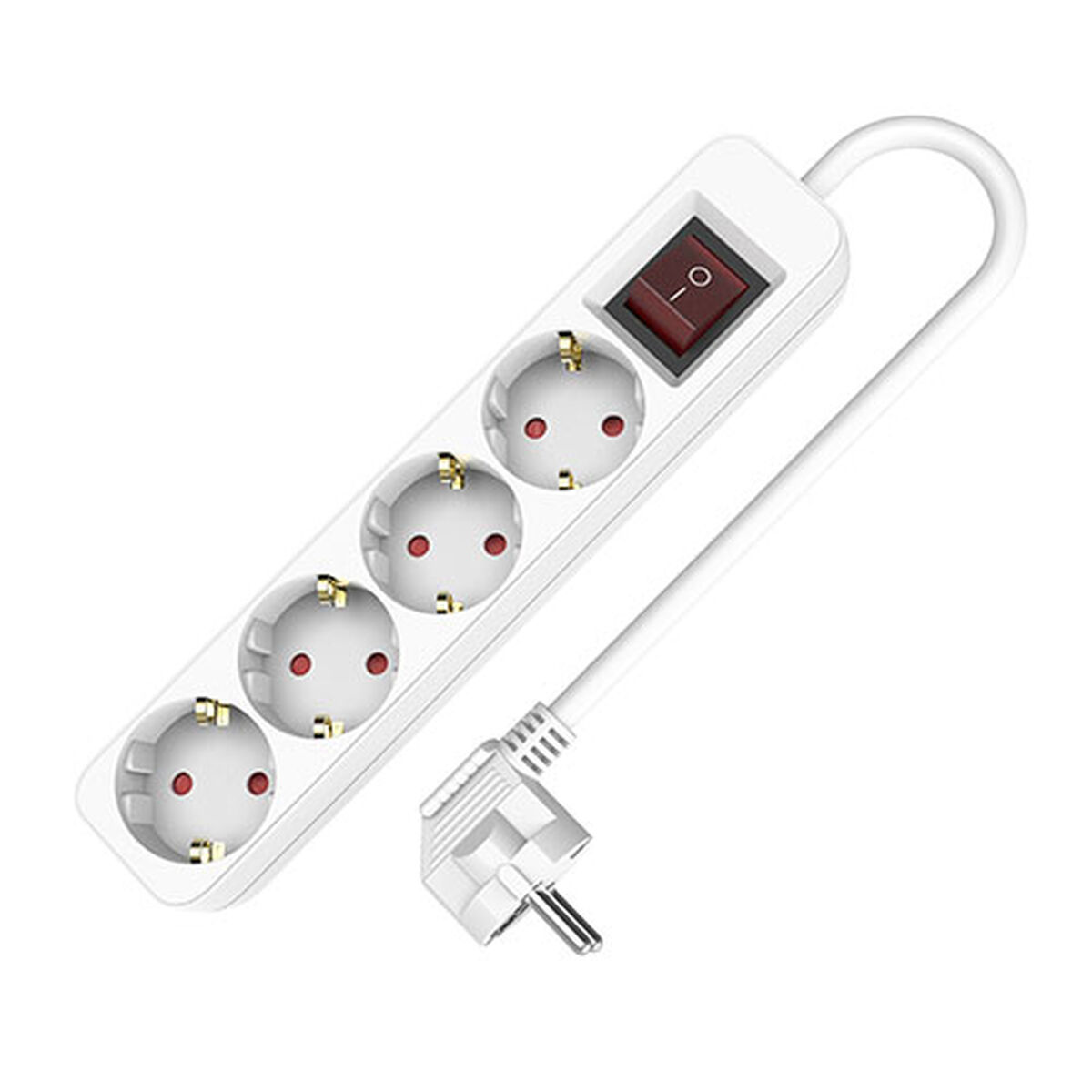 Regleta Enchufes 4 Tomas sin Interruptor TM Electron TMUAD504S Blanco 3680 W (1,5 m) (4 Unidades)