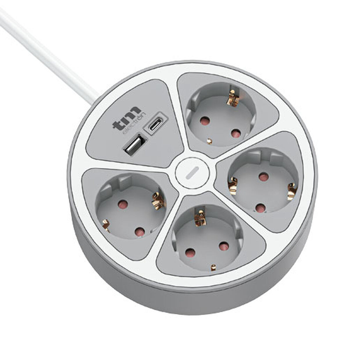 Regleta Enchufes 3 Tomas con Interruptor TM Electron TMUAD554CB Blanco Gris 3680 W 30 W (1,5 m)