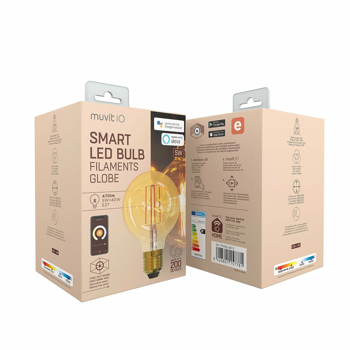 Bombilla Inteligente Muvit iO 5 W E27 1800 K 2700 K 480 Lm Wi-Fi