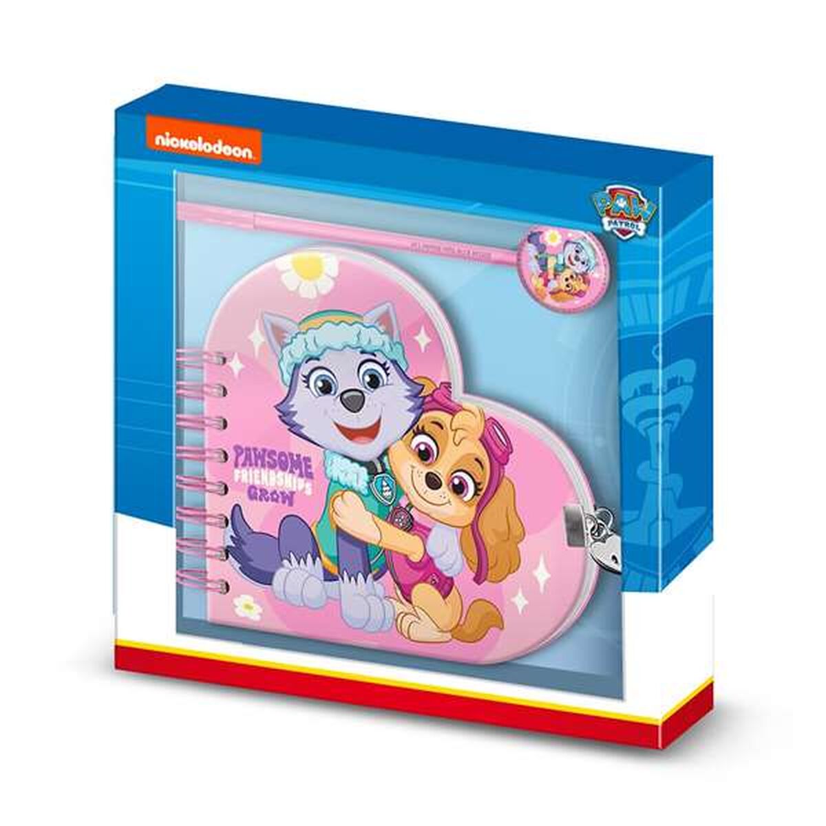 Libreta de Anillas con Bolígrafo The Paw Patrol Rosa 160 Hojas 23 x 2,5 x 24 cm