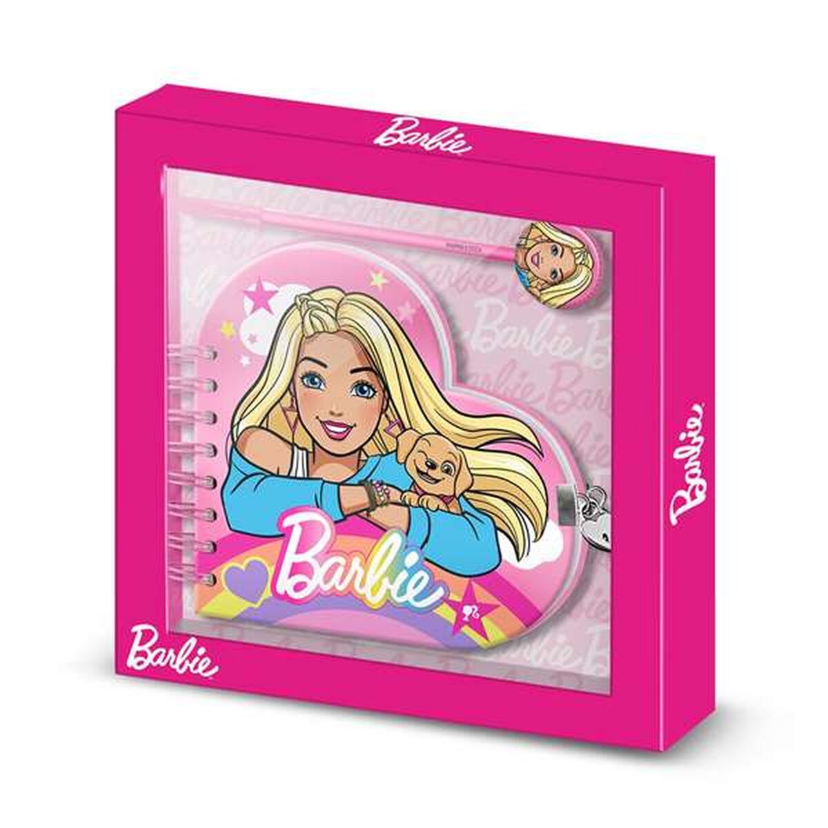 Libreta de Anillas con Bolígrafo Barbie Rosa 160 Hojas 23 x 2,5 x 24 cm